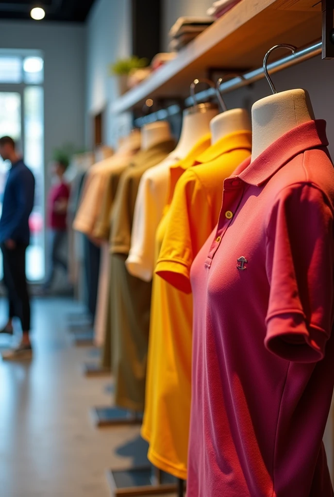 Polo shirts in various colors