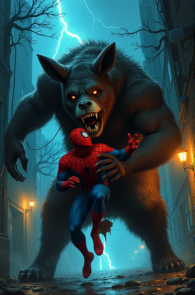 Scary donkeybear eating spiderman 