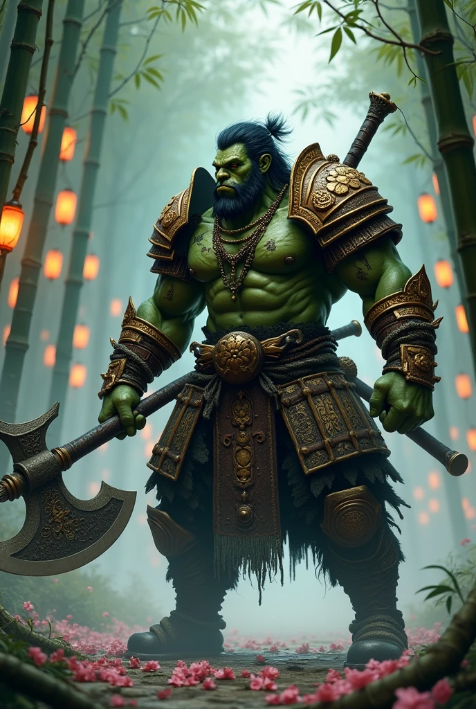 Japanese Orc warrior with an axe