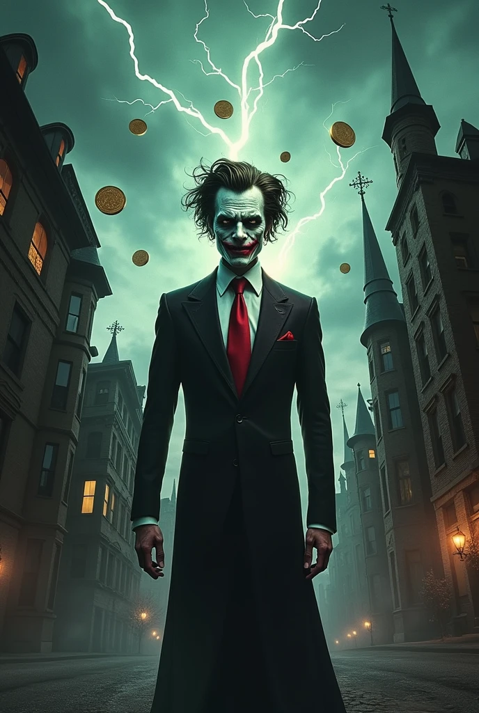 Harvey Dent Two-Face in the style of Tim Burton