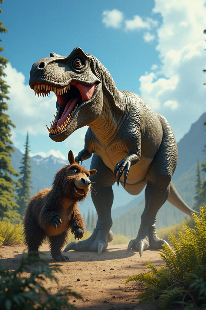 T-rex eating donkeybear