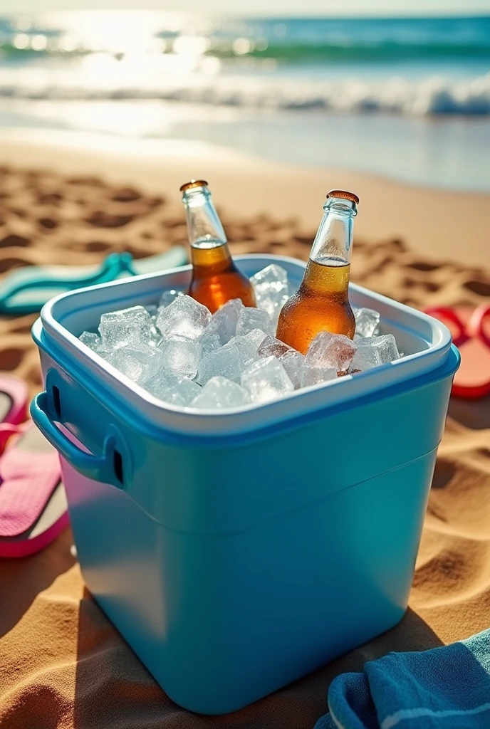 a cooler with ice
