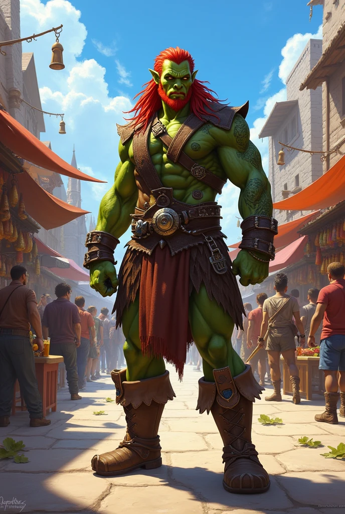 I want a male red-haired half-orc.