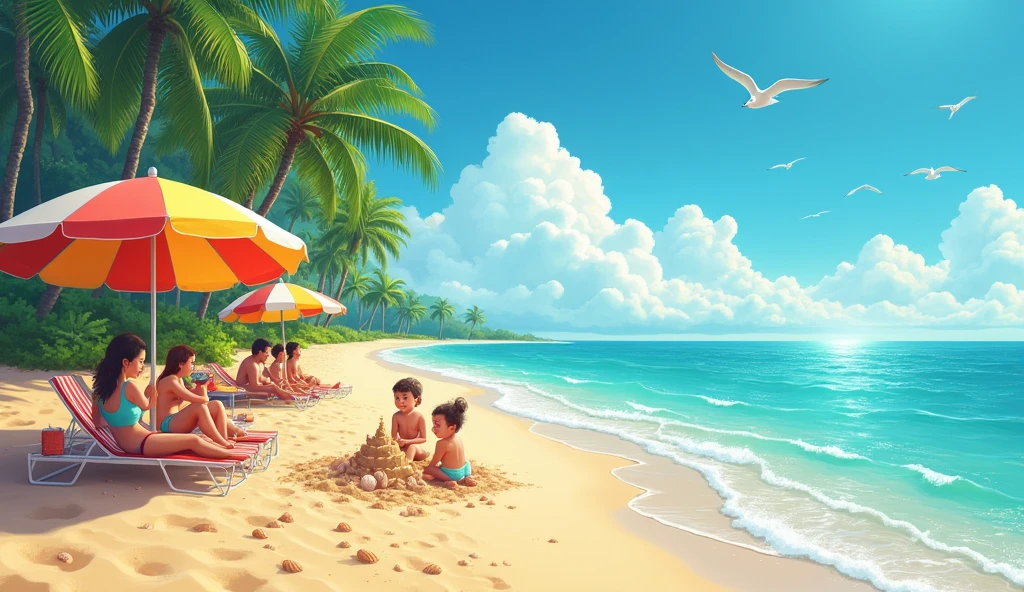 Create an image of a beach. 