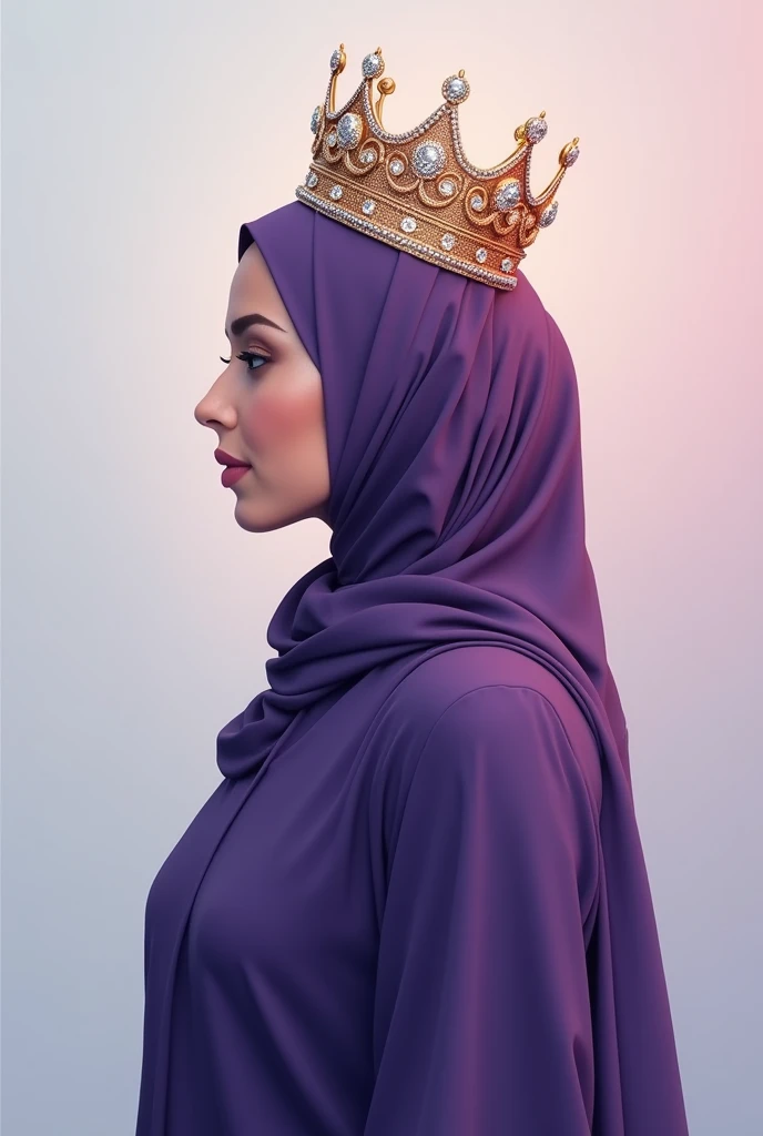 Logo of a Muslim woman with a purple hijab and a queen's crown




