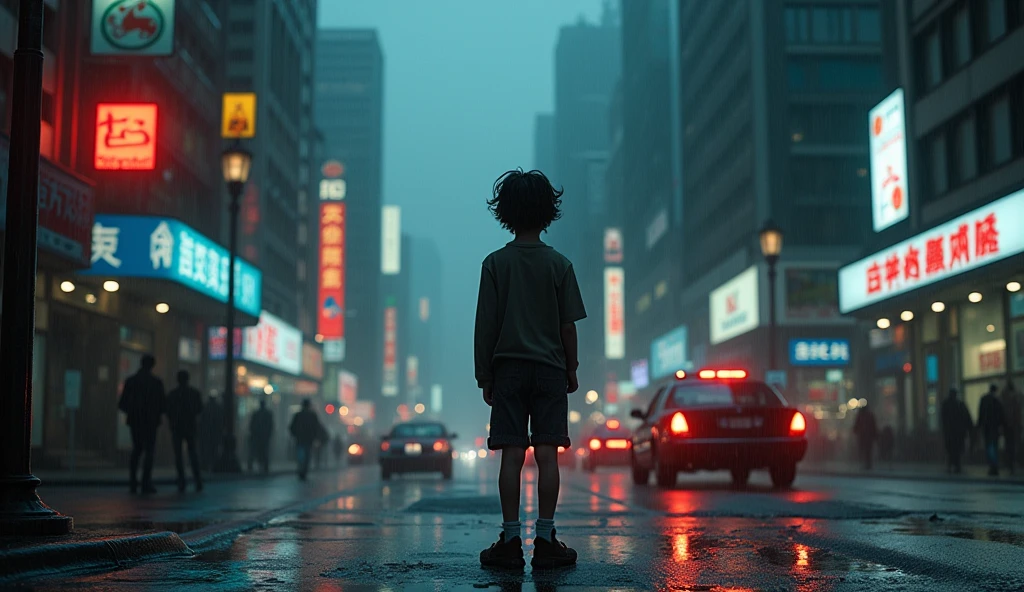 Sad Boy in dark city