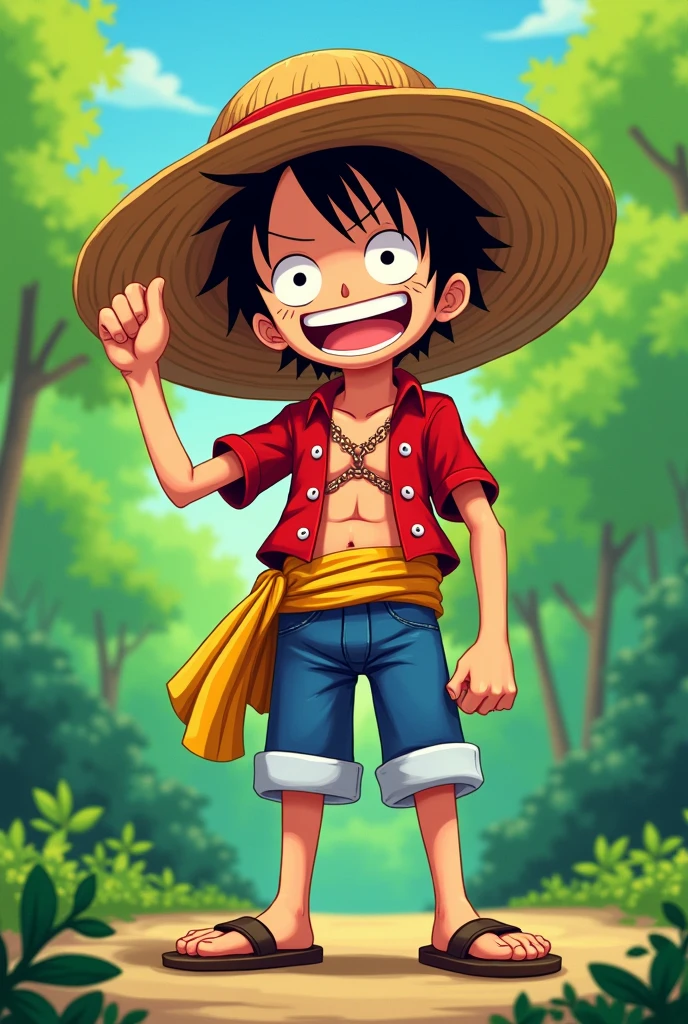 Caveira wearing Luffy's hat in 2d with a green background, no shadows, chat