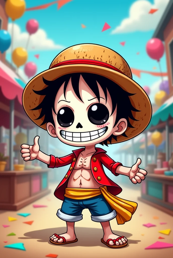 Caveira wearing Luffy's hat in 2D without shadow