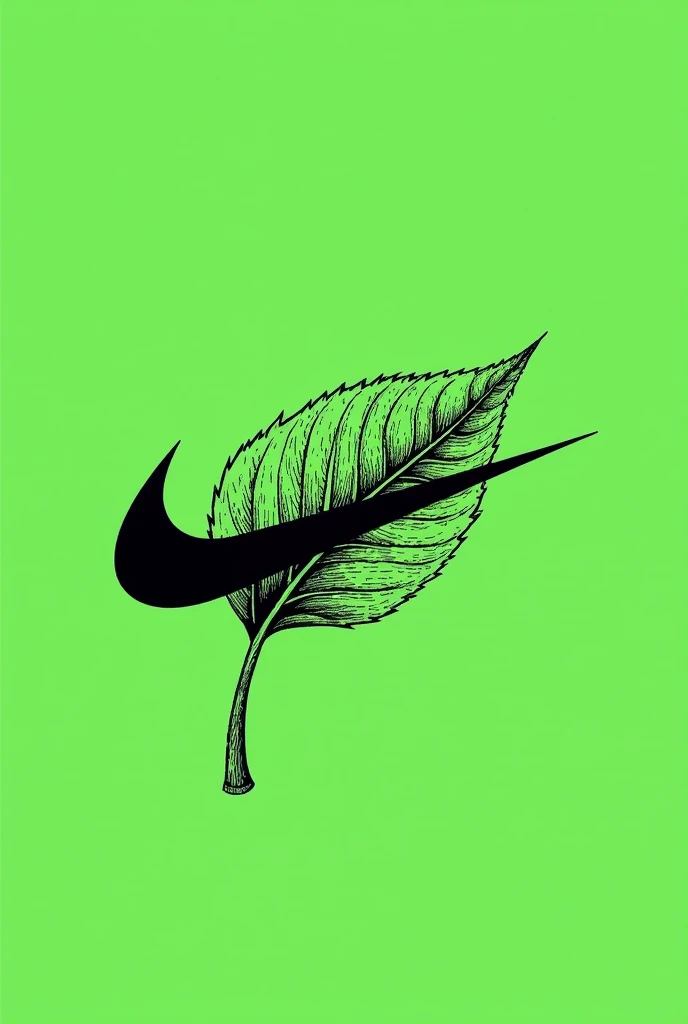 Make a combination with the Nike brand logo and a drawn tree leaf