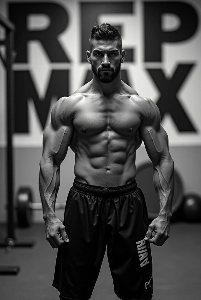 Baki Hanma with the word RepMax in black and white