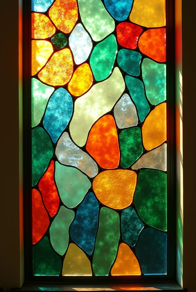 Irregular Geometric Stained Glass Design, mosaic, short, basic level, very easy to do , pieces with needles without angles