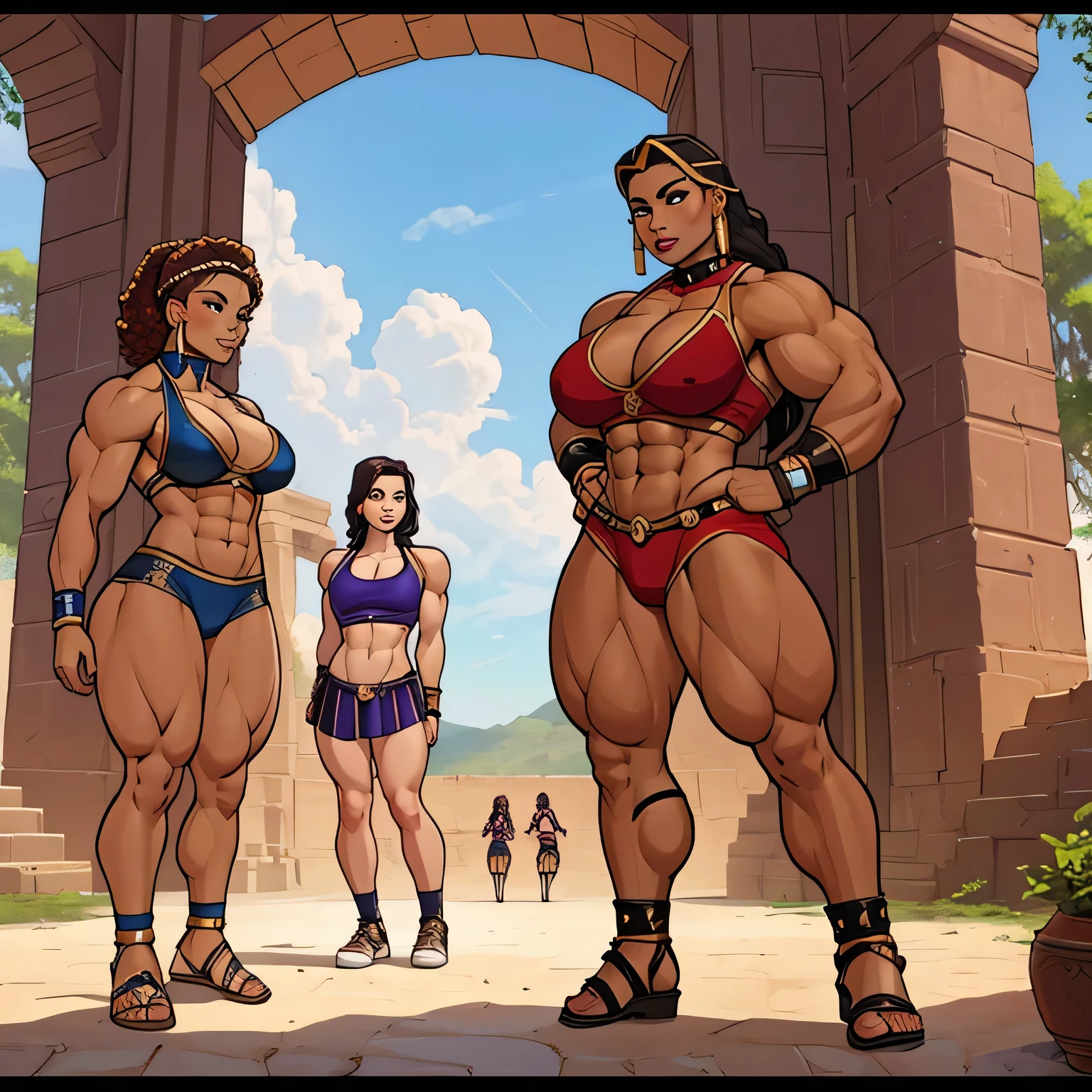 group of young girls, gladiators, young, s, muscular, athletic, buff, attractive, curvy, powerful, varied ethnicities, incase,