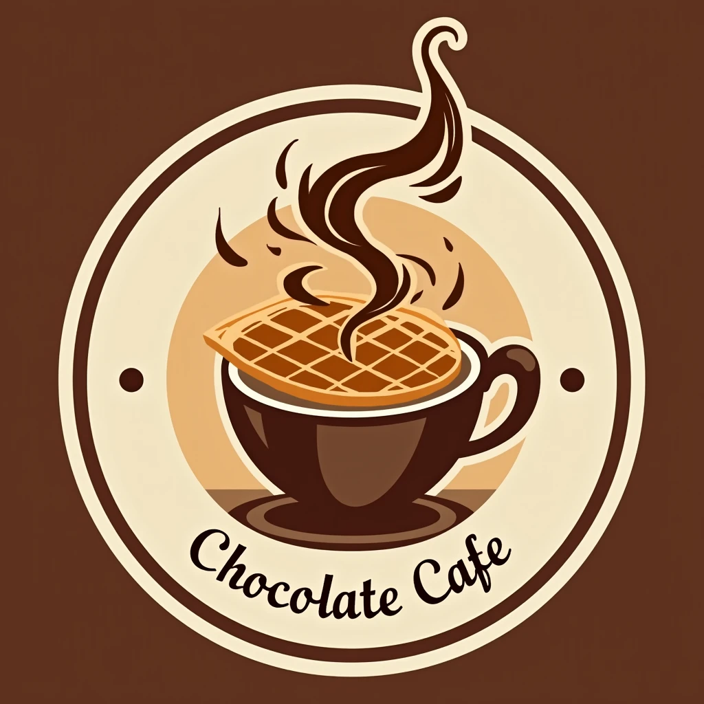 Create a logo for my waffle and coffee shop with the name Chocolate Cafe, in HD quality