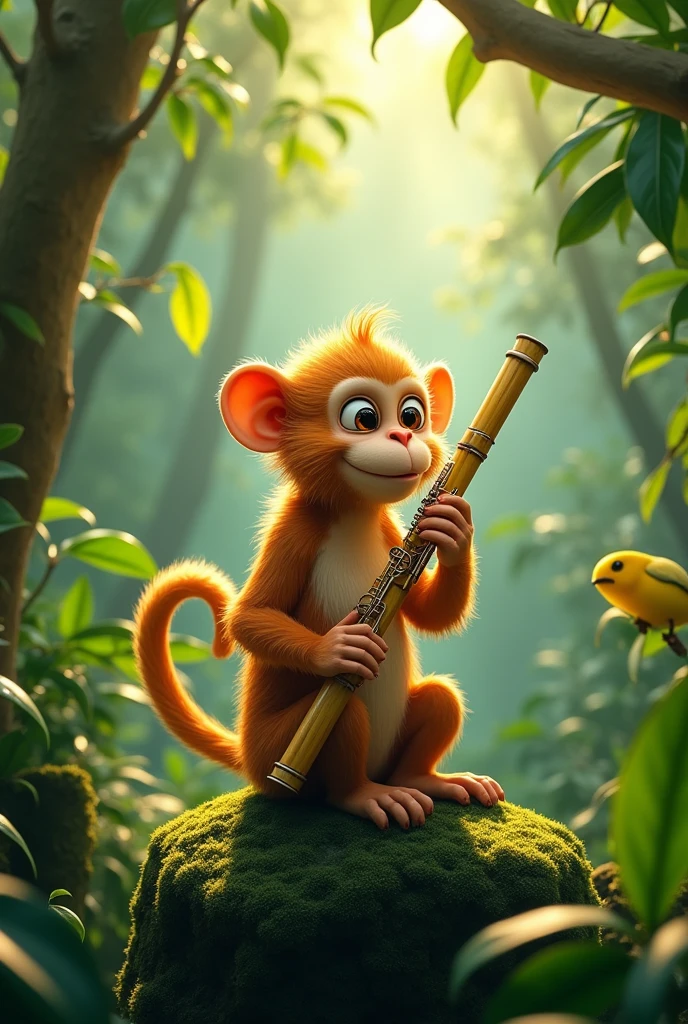 Monkey from the jungle playing clarinet