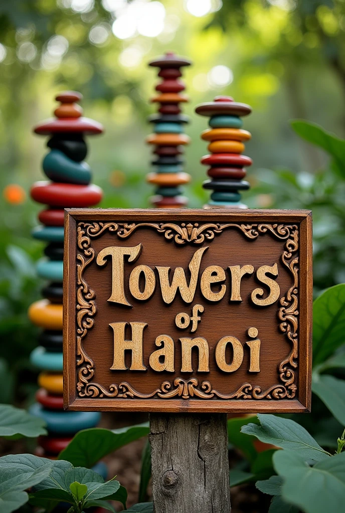 Sign with the phrase: Towers of Hanoi
