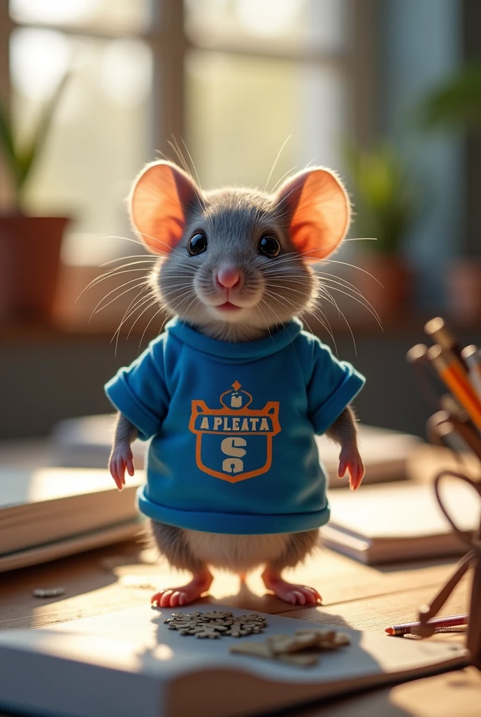 Mouse wearing a La Plata student's t-shirt