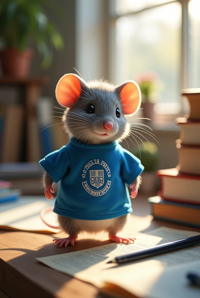 Mouse wearing a La Plata student's t-shirt