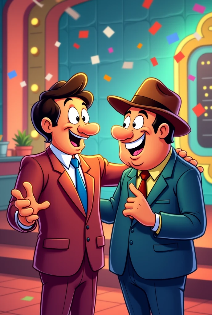 Create a cartoon of Silvio Santos and Lombard