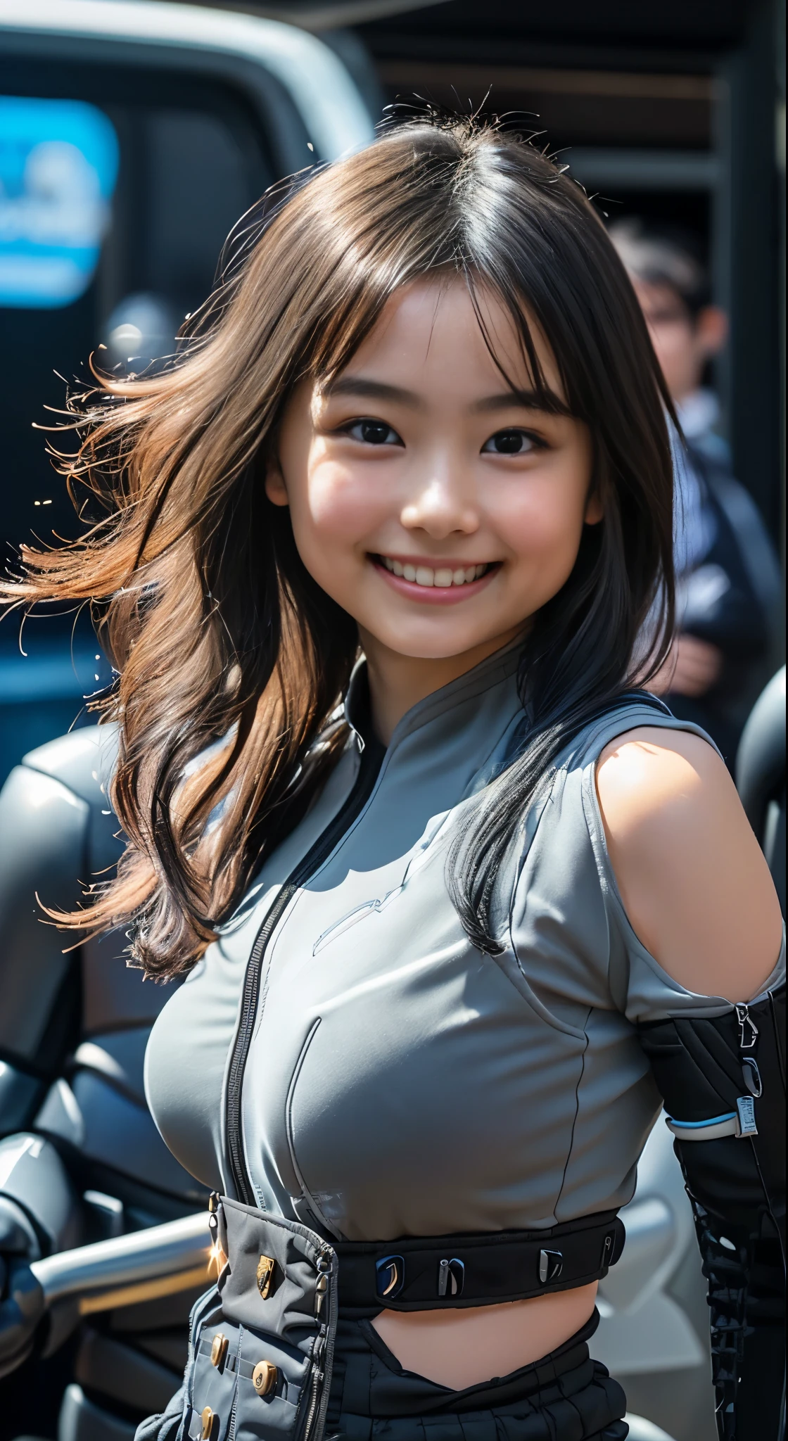 (8k、Raw photography、Highest quality、masterpiece:1.2),(Black Hair、Dark Eyes:1.9),(Plug Suit:1.7)、View your audience,Front view,White skin,(Twin tails:1.4)、(Tight waist:1.6)、(Clothes that accentuate the shape of the breasts:1.4)、(Big Breasts :1.6)、Slim figure、Ultra-high resolution,beautiful,beautiful fece,(One person、No background:1.9),whole bodyボディー,Japanese women,(reality的:1.37)、Photon Mapping,reality、(Baby-faced and cute: 1.4)、(Cute Smile: 1.8)、(Round face: 1.8)、Radio City、Physically Based Rendering、Depth of field rally background、photograph, (:1.8),(:1.6),whole body、Great quality