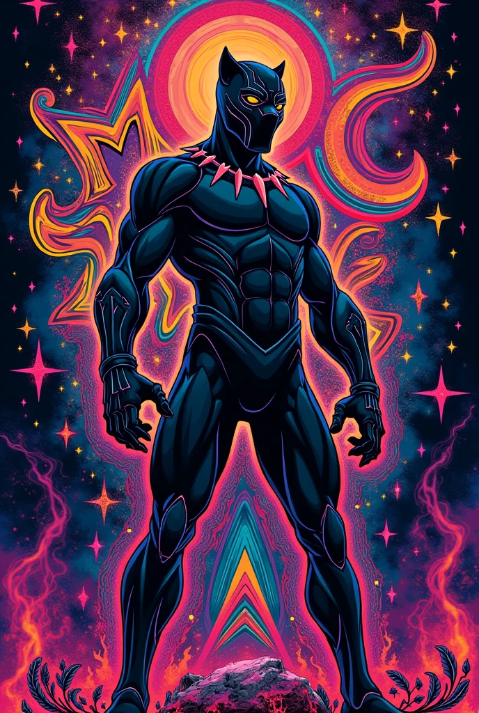 Psychedelic Marvel Black Panther style image with writing " MC ???? zk "