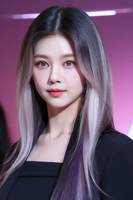 perfect figure beautiful woman:1.4,Layered hair style,Outstanding neckline:1.2,Two-dimensional clothing:1.5,Very detailed face and skin texture,double eyelid,Whiten skin,long white hair, purple eyes (( purple eyes), long white hair
