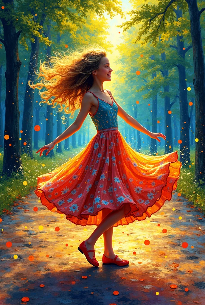 Paint like the artist Georges Seurat, Paul Signac, Hero Edmond Cross or Vincent Van Gogh Dancing Girl