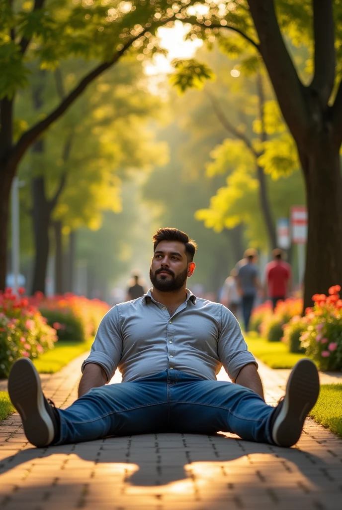a man whose legs are open on 90 degree