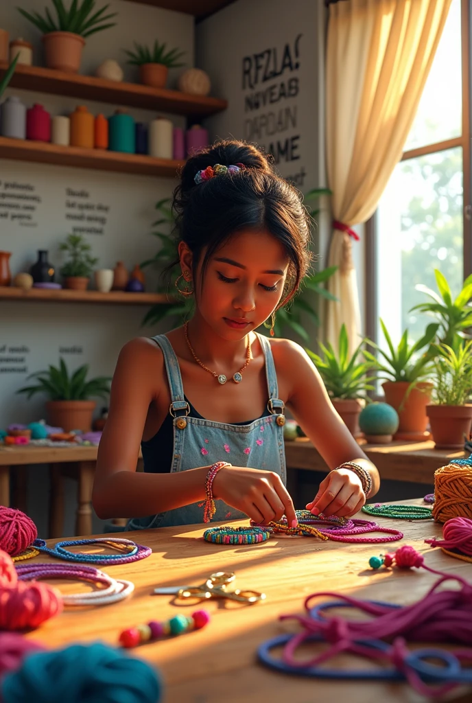 create an image of a company whose name is: "LL Acessorios" and the main specialty is making bracelets and macrame cords