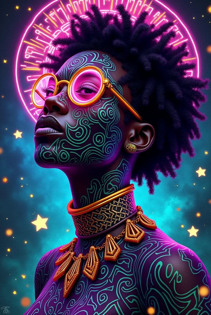 Psychedelic Marvel Black Panther style image to represent MC funk artist WAKANDA 