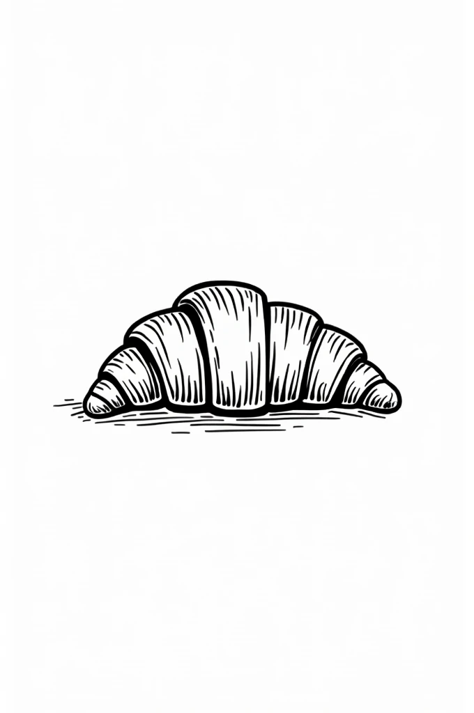 Make a minimalist black and white croissant please