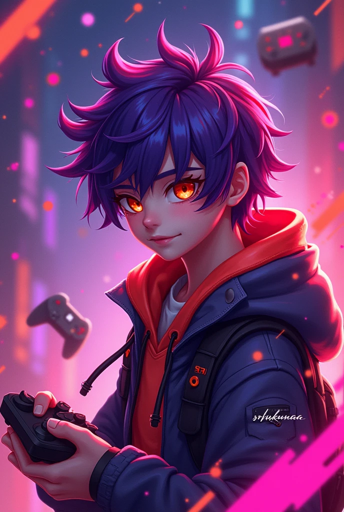 A thumbnail for a Twitch channel named srsukunaa with purple and red details