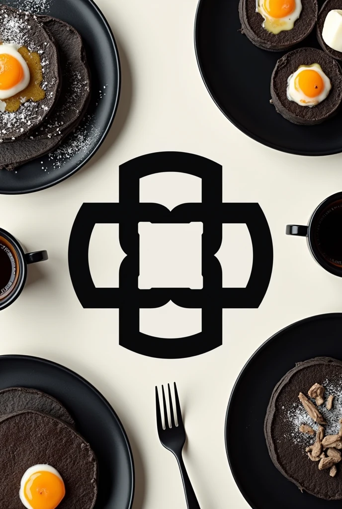 Create a symbol for the Gritss brand. This symbol needs to be a simple design but memorable.,Create a unique breakfast with dark colors like black and white.
