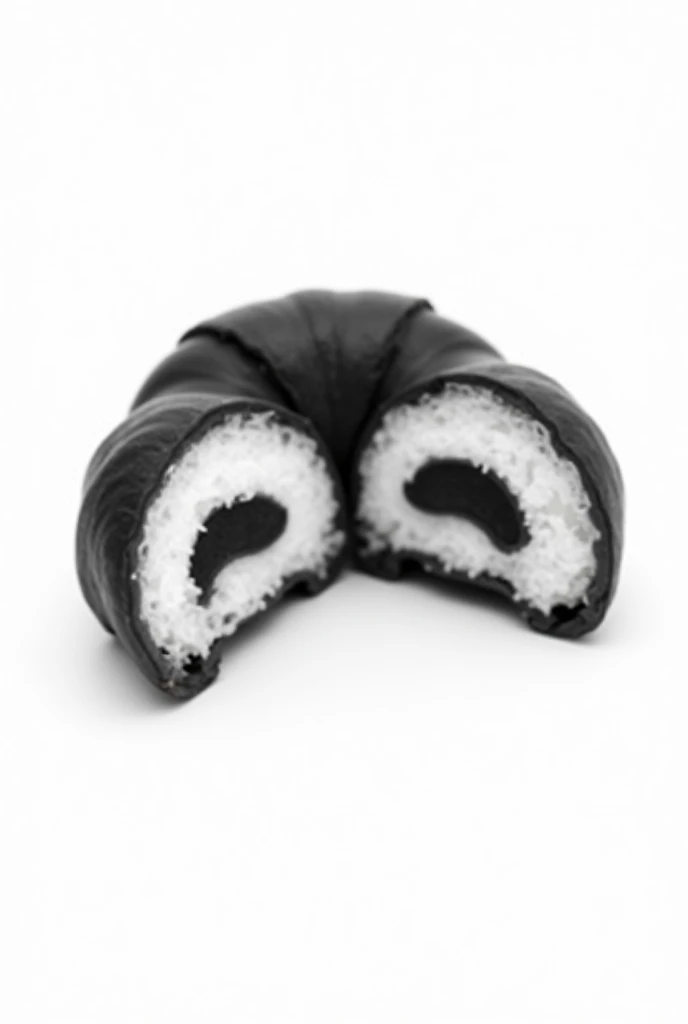 Make a minimalist black and white croissant
WHERE THE FILLED PART HAS TO BE WHITE WITH A BLACK OUTLINE