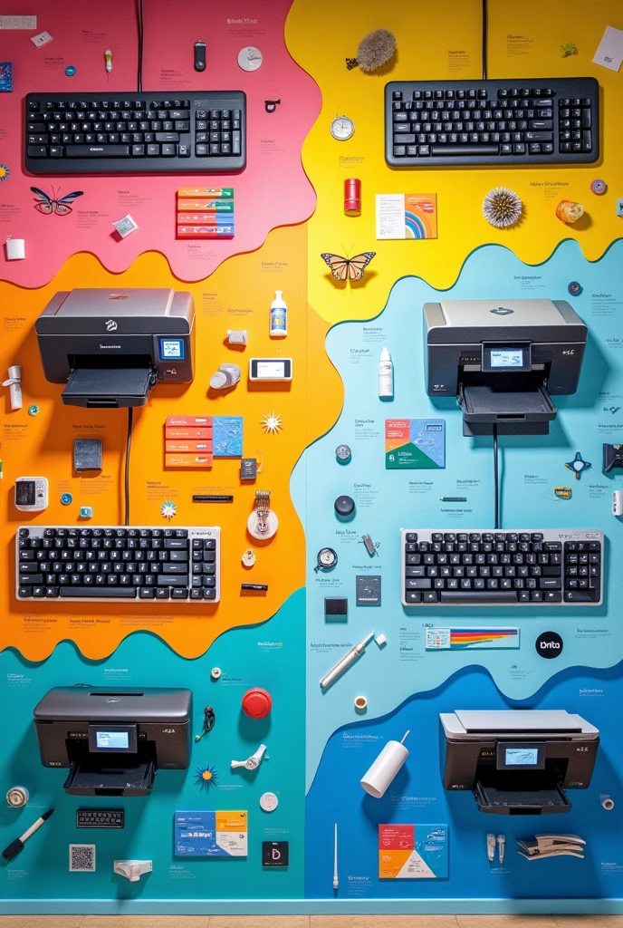 Make a comparison mural with different brands of keyboards, printers and filters that exist on the market. In different work groups, evaluate them by previously establishing objective criteria.
