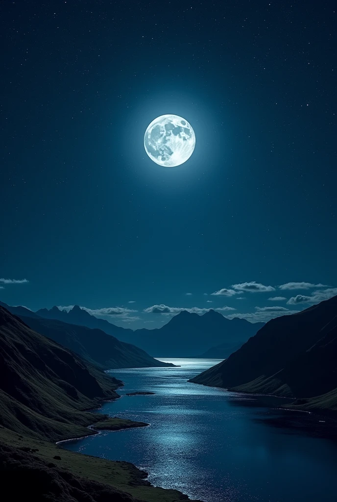 A dark night and lots of stars in the sky and a full moon
