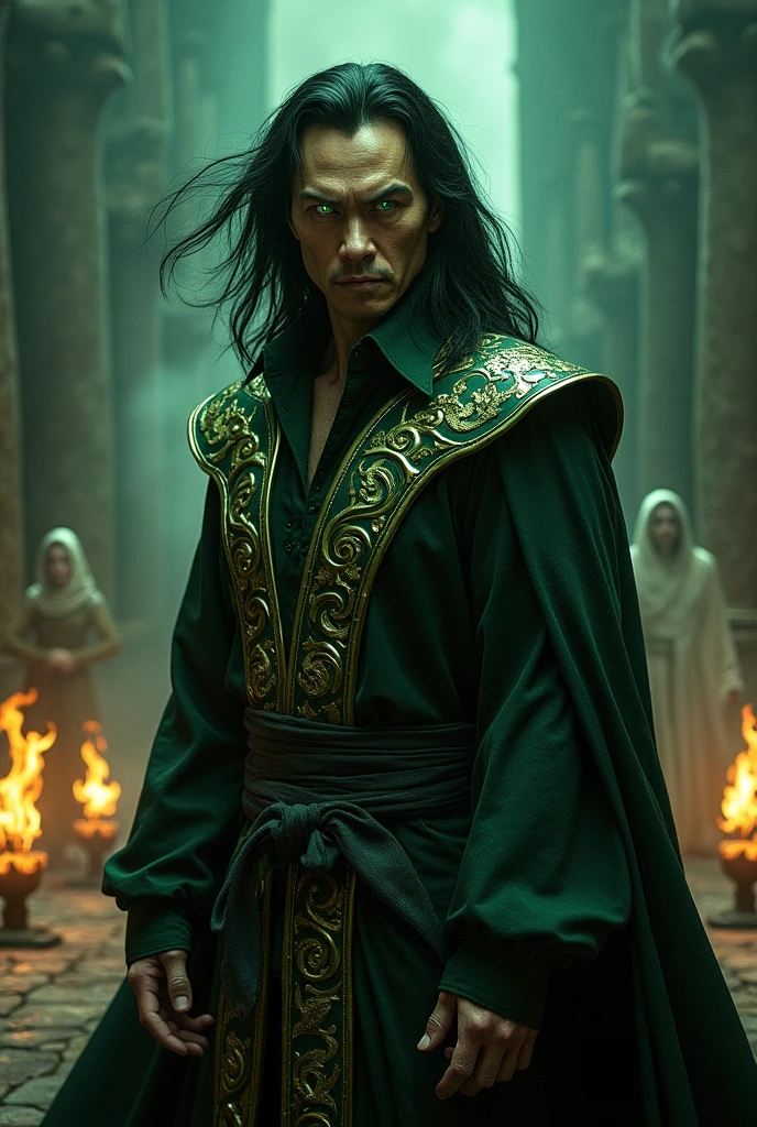 Shang Tsung from Mortal Kombat has green eyes. 