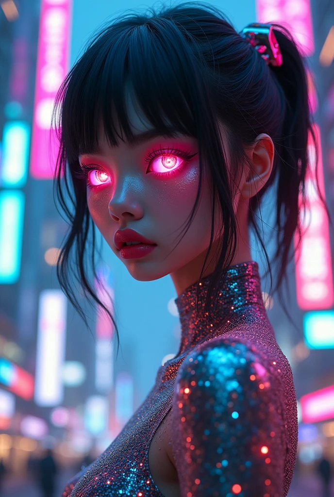 Cyber girl/alien girl beautiful, big eyes, hyperrealistic, hyperdetail, 8k,