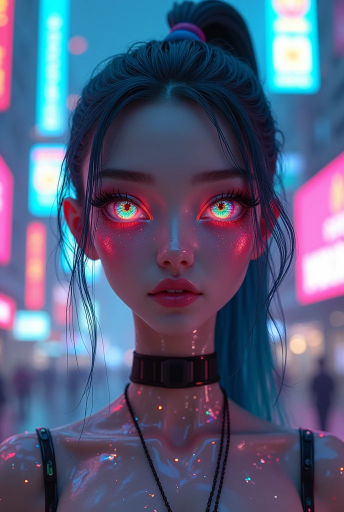 Cyber girl/alien girl beautiful, big eyes, hyperrealistic, hyperdetail, 8k,