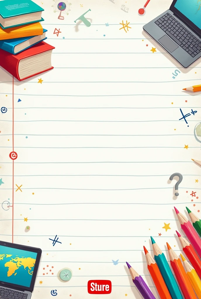 Cerat a buner for a YouTube channel which name is cultura generalizada, the baner should look like a notebook paper and have in the coners stuuf related to scholl, learning sight as books, pencil,globes, books and others, now generate the perfect logo, fir this banner