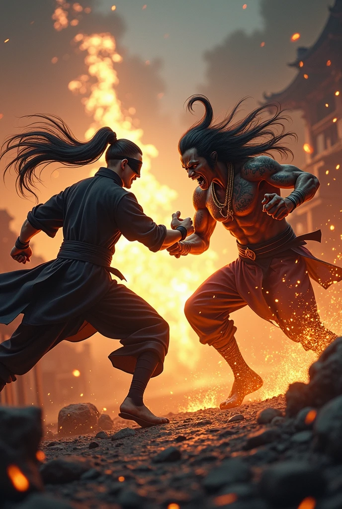 Gojo vs Sakuna punching each other in a curse arena video