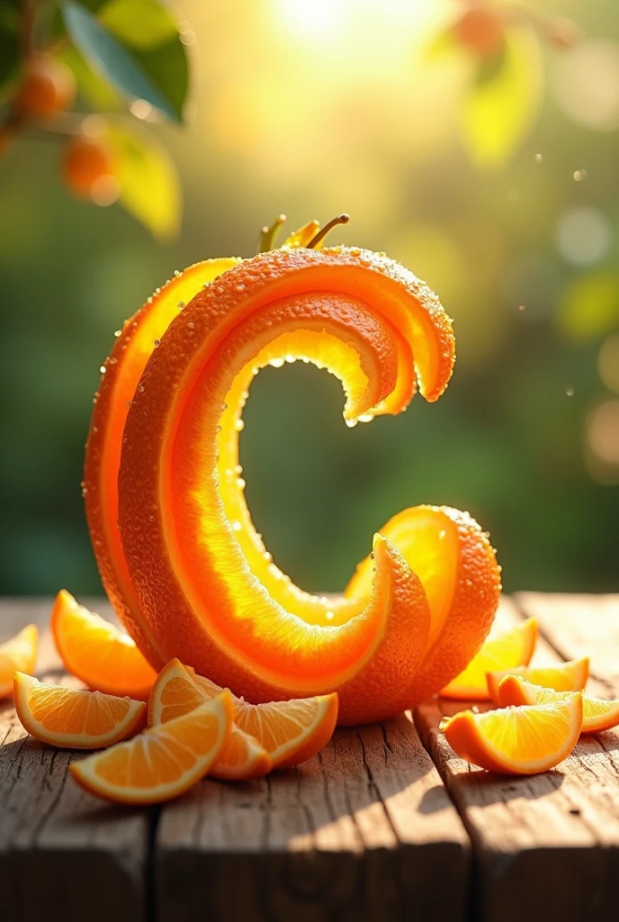 Letter C with mandarin peels
