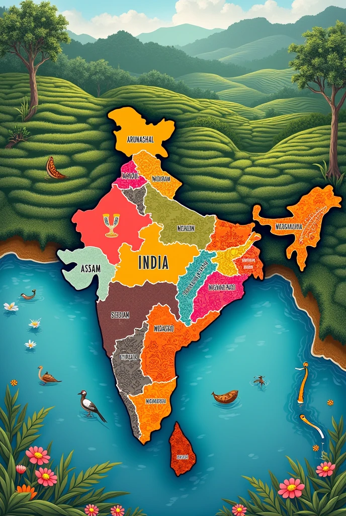 Make a map of Seven Sisters of India Region