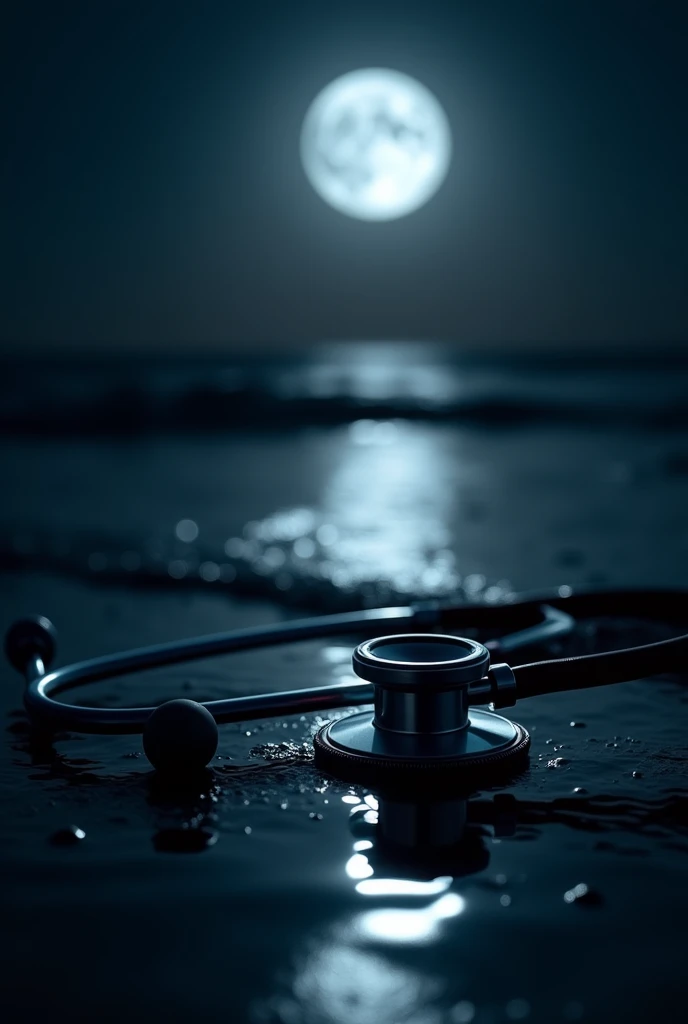 Stethoscope dark background moon water

