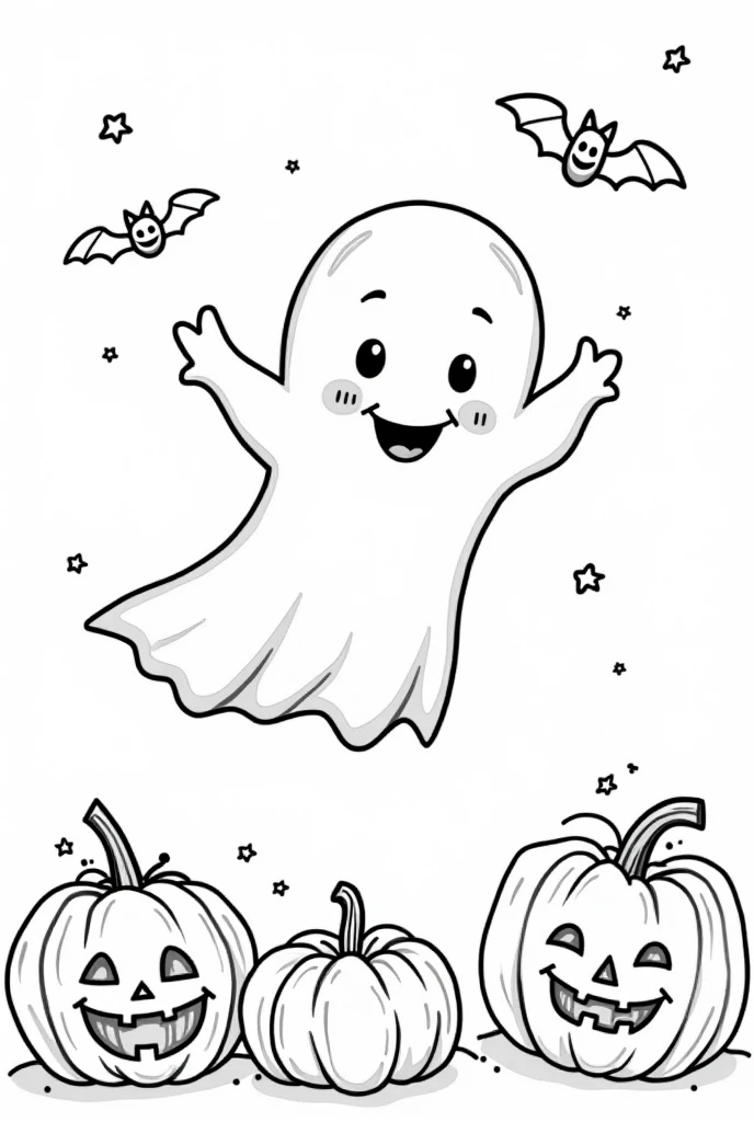 arte de contorno em preto e branco para crianças página de coloring book halloween Páginas para colorir para crianças, completely white, styled , white background, fully body, styled Sketch, (((((white background))))), use only outline, styled cartoon, line art, coloring book, line art limpa, white background
