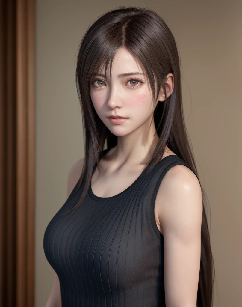 high quality picture, masutepiece, detailed hair texture, Detailed skin texture, Detailed Cloth Texture, 8K, Add fabric details, ultra detailed skin texture, ultra detailed photographic, Skin pores, Portrait of a girl, wearing tank top,