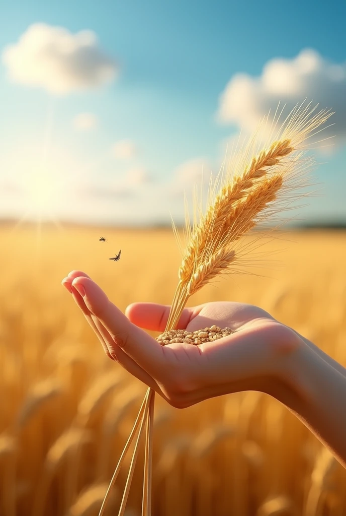 Hand holding wheat