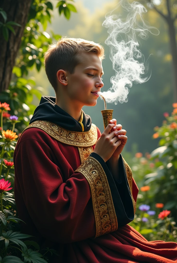 Generates an image of St. Aloysius Gonzaga smoking ????????? 