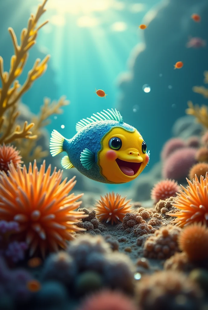 puffer fish , thorns, Big, happy,baby