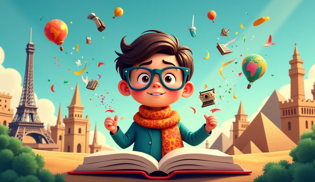 I want a banner for a YouTube channel called 'Reading the World'", So make a banner for me highlighting the channel name in Portuguese and make it very illustrative and eye-catching. I put each word in the Portuguese language!