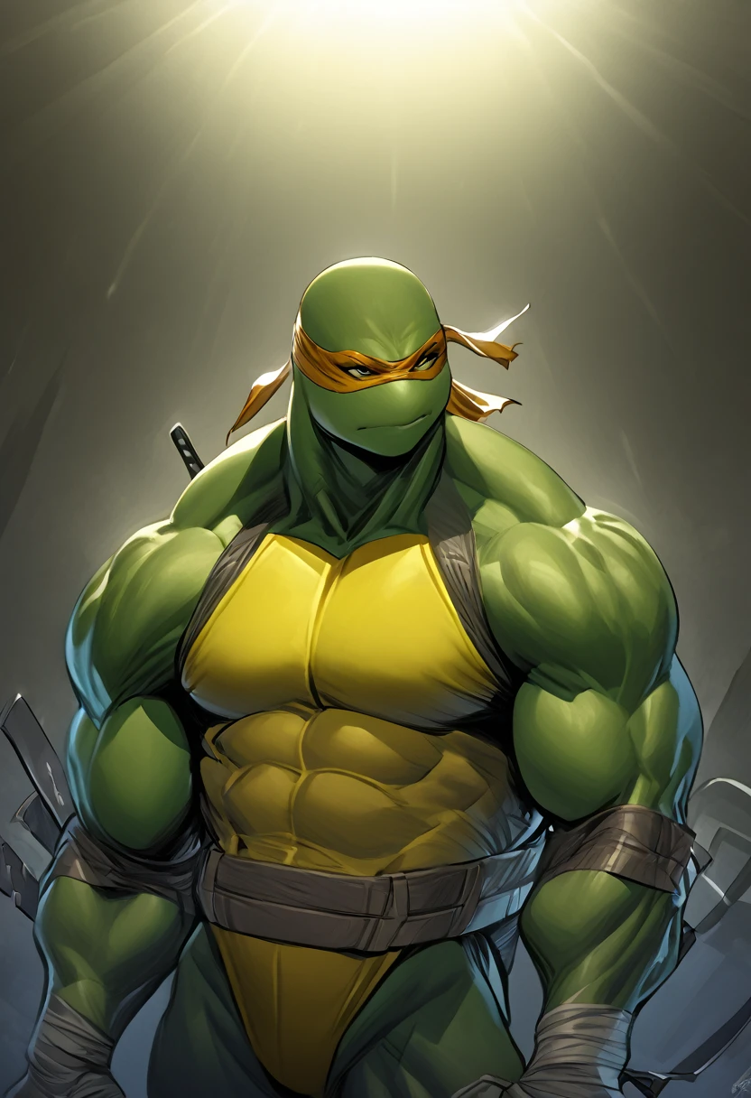 ploaded on e621, ((by Wildering, by Foxovh, by Disney)), age Mutant Ninja Turtles, solo (((Raphael))) and ((fierceblue eyes)) ((half-length portrait)), (BREAK(Raphael detailed green turtle), (detailed lighting), ((detailed turtle shell)) ((red bandana where his eyes would be)BREAK, ((in a gym flexing his muscles)), (cinematic lighting), ((detailed background)), ((depth of field)), (half-length shadow), ((((looking in the mirror, while his reflection shows Raphael flexing his muscles))), (high-angle view), ((three-quarter view)), [backlight], [detailed ambient light], [gray natural lighting], [ambient light on the belly], [realistic proportions of a person with muscle hypertrophy], [explicit content, adult, NSFW], [sharp focus], (questionable content), (shaded), (high resolution), ((masterpiece)) Muscular big body, imposing body, imposing appearance, muscular arms, muscular legs, bara body, trapezoid torso, beefy body, muscular body, defined round beefy pectorals, defined washboard abs,defined arms, defined legs